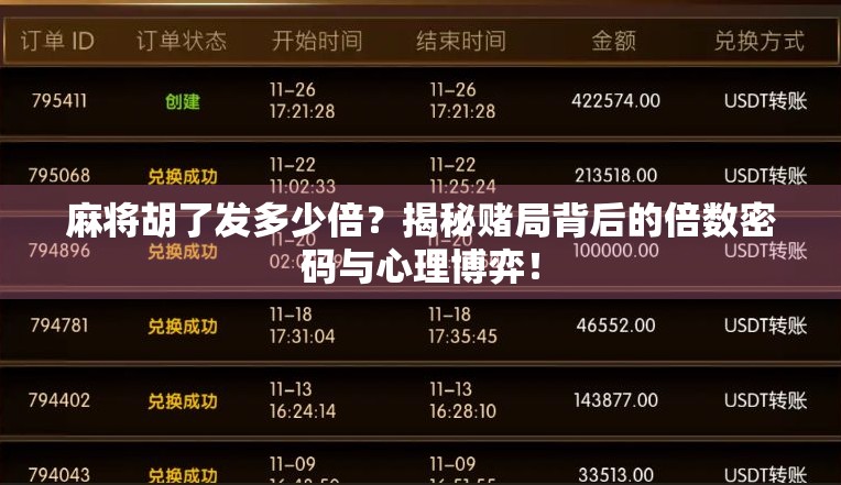 麻将胡了发多少倍？揭秘赌局背后的倍数密码与心理博弈！