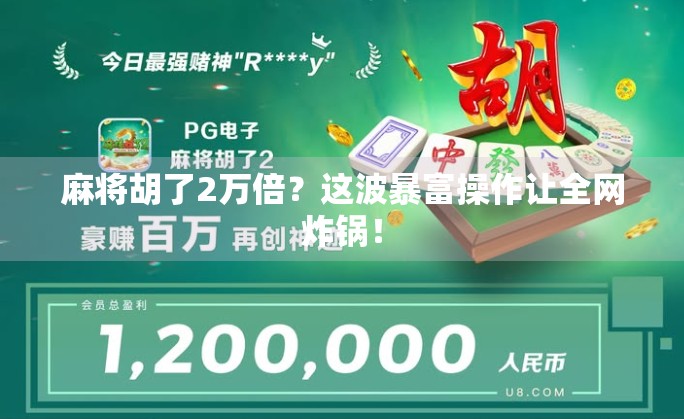 麻将胡了2万倍?这波暴富操作让全网炸锅!